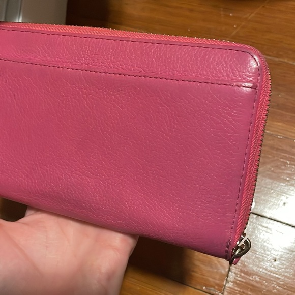 Kate Spade Pink Wallet with Gold Zipper and Striped lining. - Picture 6 of 6